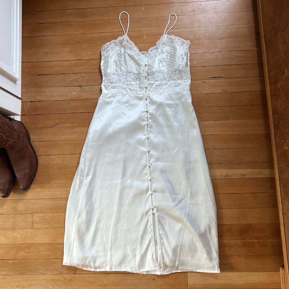 midi lace and satin dress